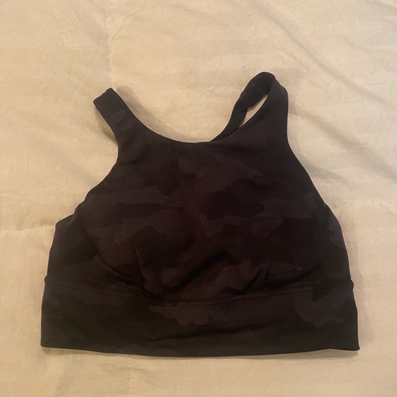 Lululemon stronger as one long line bra, medium, black, and gray camo - Picture 4 of 6